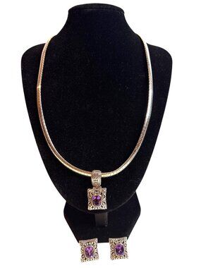 Sterling Silver 925 Necklace Italy OMEGA 18” & sterling silver pendant & earring